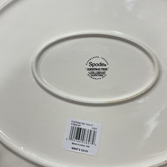 Spode Christmas Tree 15" Oval Fluted Serving Dish platter made in England - Picture 6 of 14